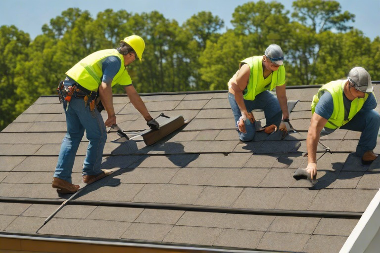 Roofers in Dare Yorktown VA Installing GAF Shingles