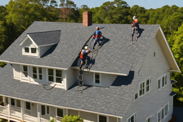 Roofers in Coastal Basin Tidewater VA Installing GAF Shingles